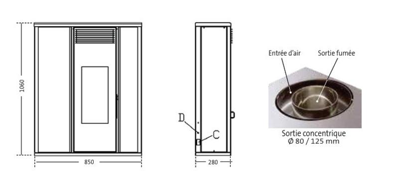 Stufa à granules étanche - INTERSTOVES Tessa Concentrique 10 kW