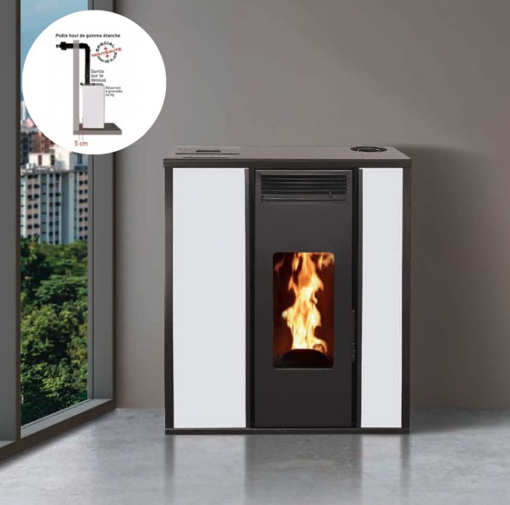PACK : Stufa à granules étanche + Kit ventosa - INTERSTOVES Tessa Concentrique 10 kW