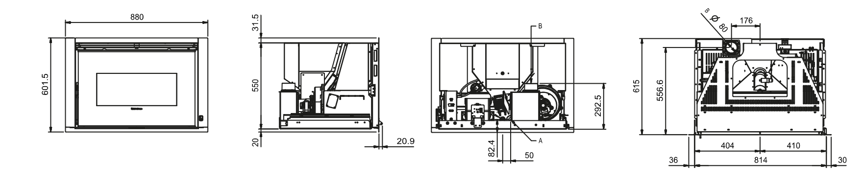 Inserto à granules ventilé - EXTRAFLAME Comfort P85 12 kW