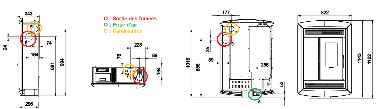 Stufa à granules extra plat canalisable - EXTRAFLAME Souvenir Plus Lux 5.0 10 kW