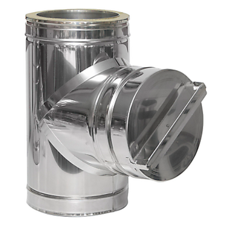 Té 93° avec inspection paroi isolé Ø100mm - DW 316L/304
