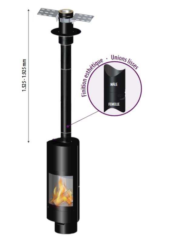 Kit de raccordement vertical simple paroi à tubage isolé Ø200 à 260mm - DINAK DEKO BOIS