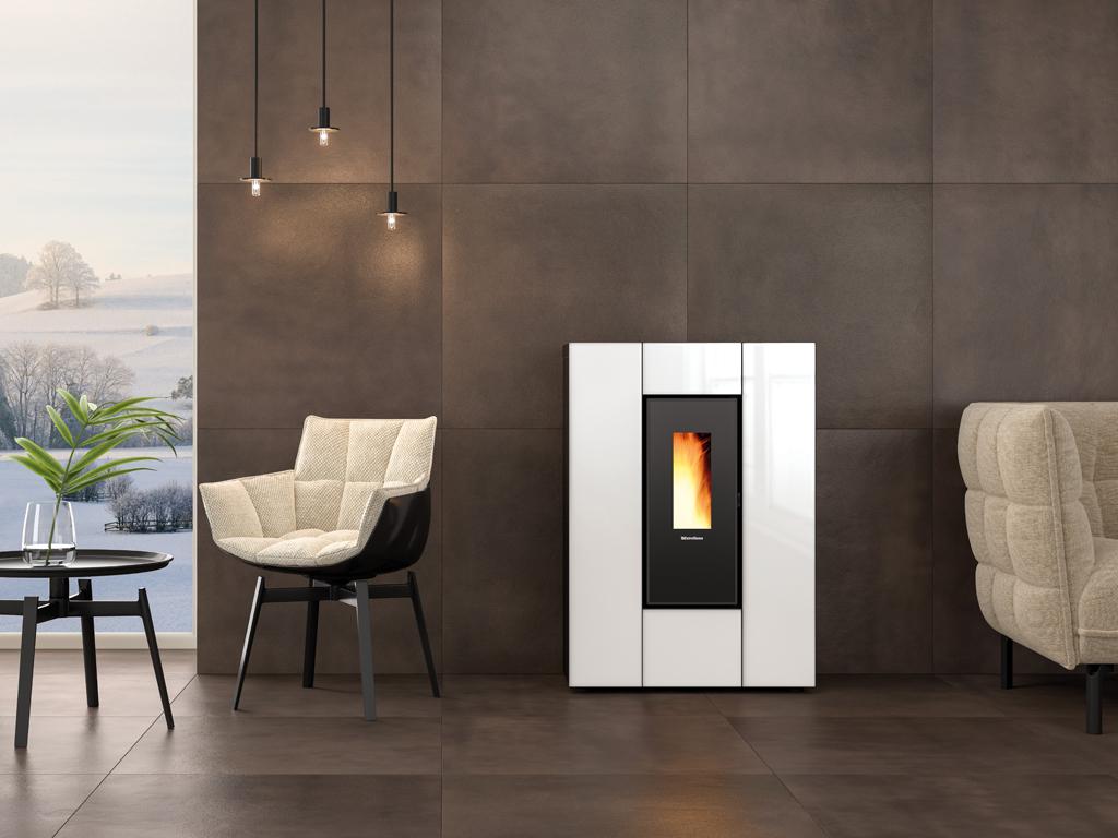 Stufa à granules slim canalisable - EXTRAFLAME Marilena Plus Crystal 5.0.16 8 kW