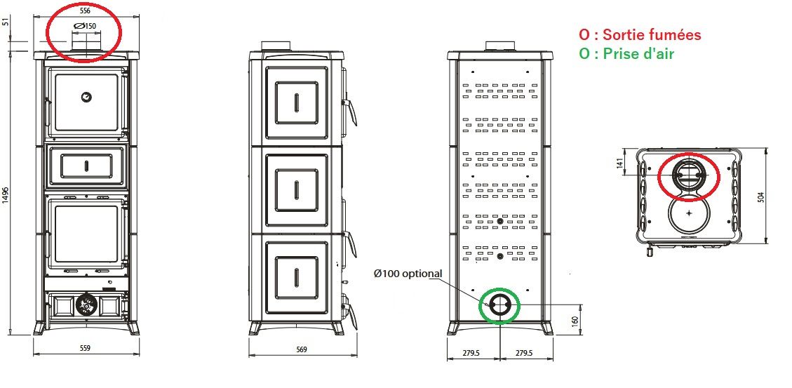 Stufa a legna avec four raccordable - LA NORDICA Nova Forno.16 11.8 kW