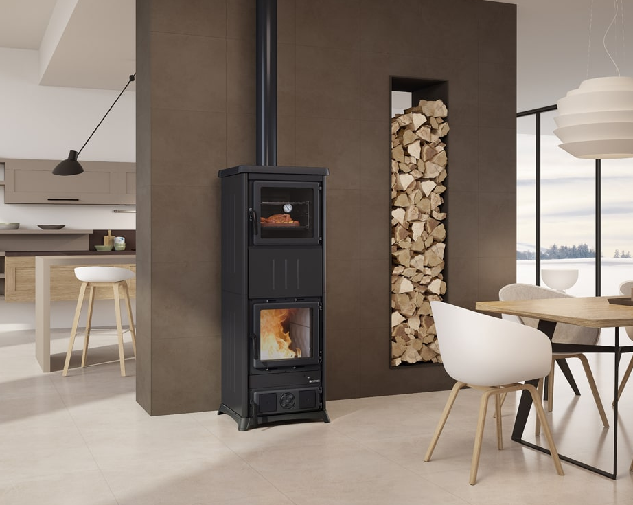 Stufa a legna avec four raccordable - LA NORDICA Nova Forno Steel.16 11.8 kW