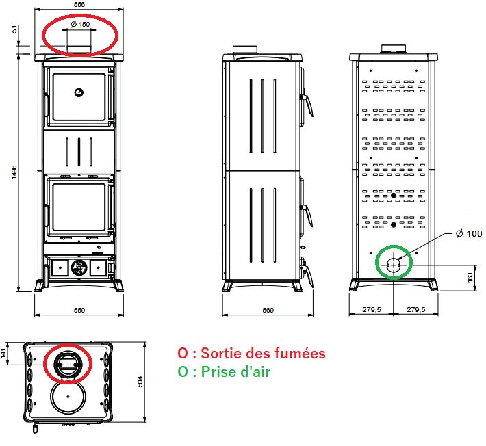 Stufa a legna avec four raccordable - LA NORDICA Nova Forno Steel.16 11.8 kW