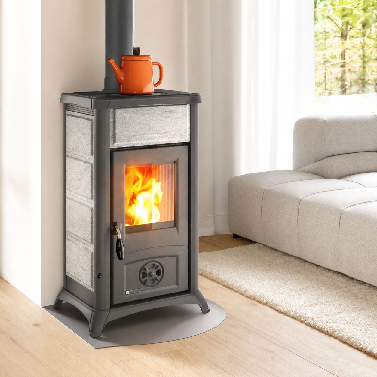Stufa a legna en pierre naturelle - LA NORDICA Gemma Lean Petra 6 kW