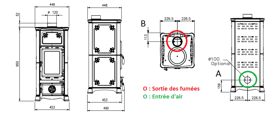 Stufa a legna raccordable en céramique - LA NORDICA Emiliana.165 6.5 kW