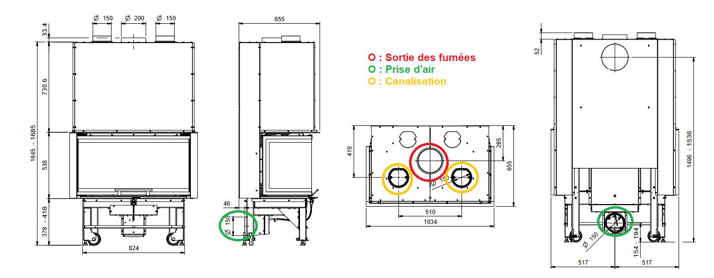 Inserto à bois 3 faces - LA NORDICA Monoblocco 3LC.165 12 kW