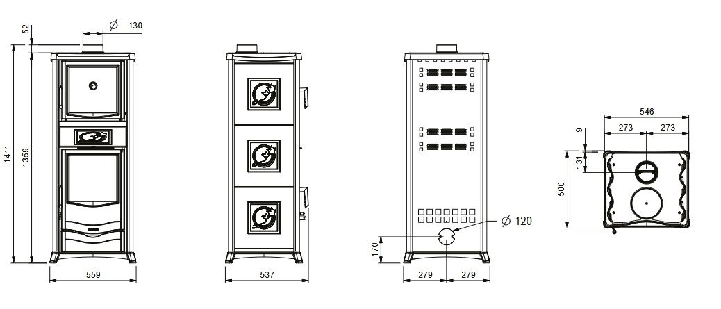 Stufa a legna avec four raccordable - LA NORDICA Rossella Plus Forno.165 Ceramica 9.4 kW