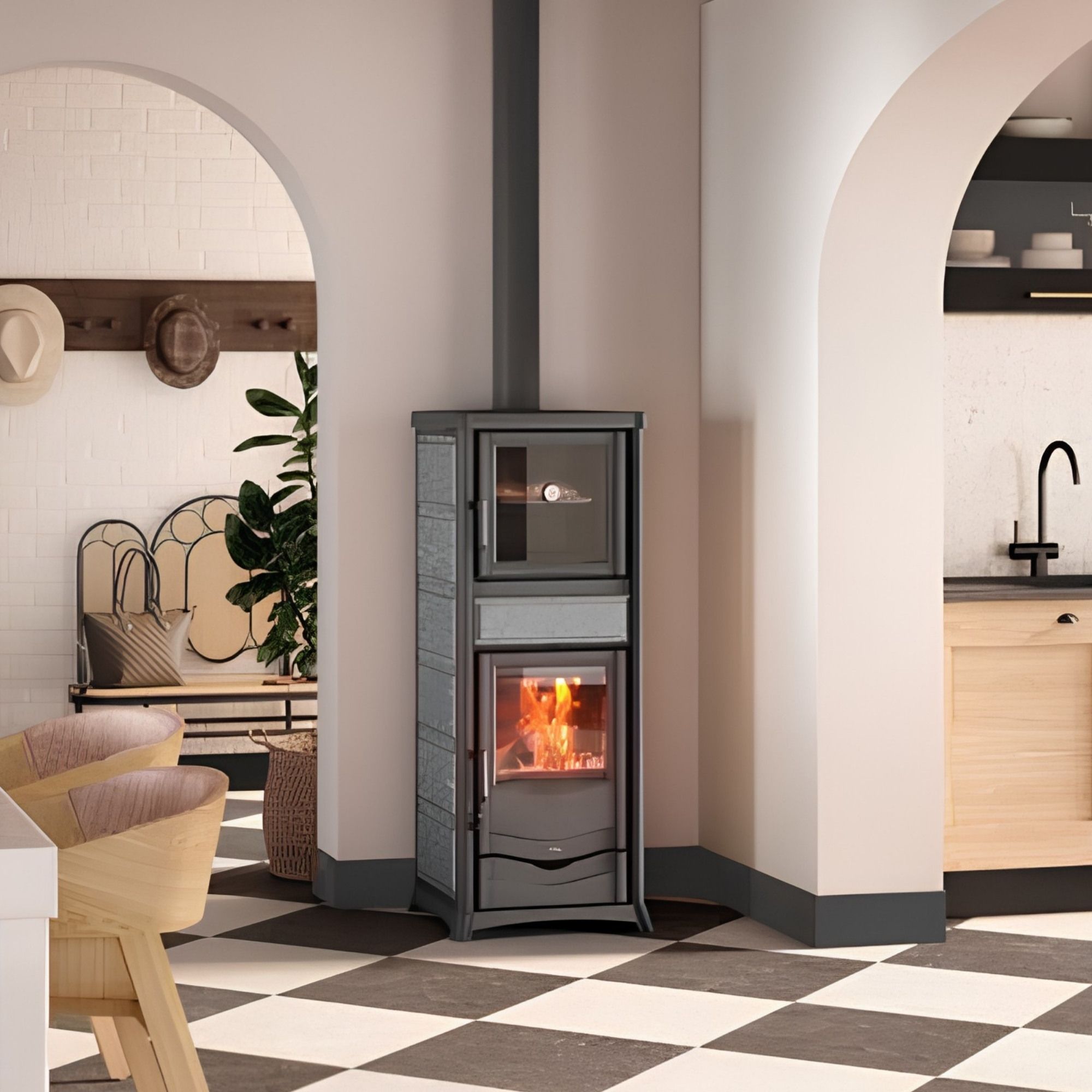 Stufa a legna raccordable avec four - LA NORDICA Rossella Plus Forno.165 Petra 9.4 kW