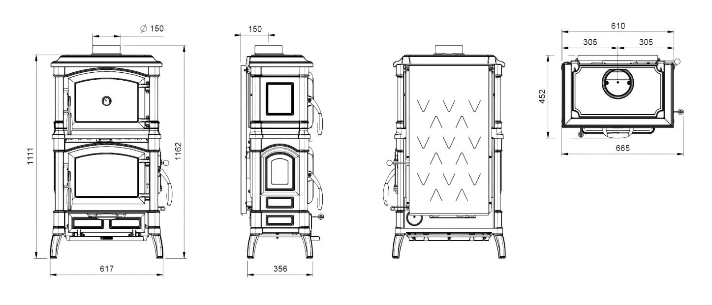 Stufa a legna en fonte avec four - LA NORDICA Isetta Forno 8.2 kW