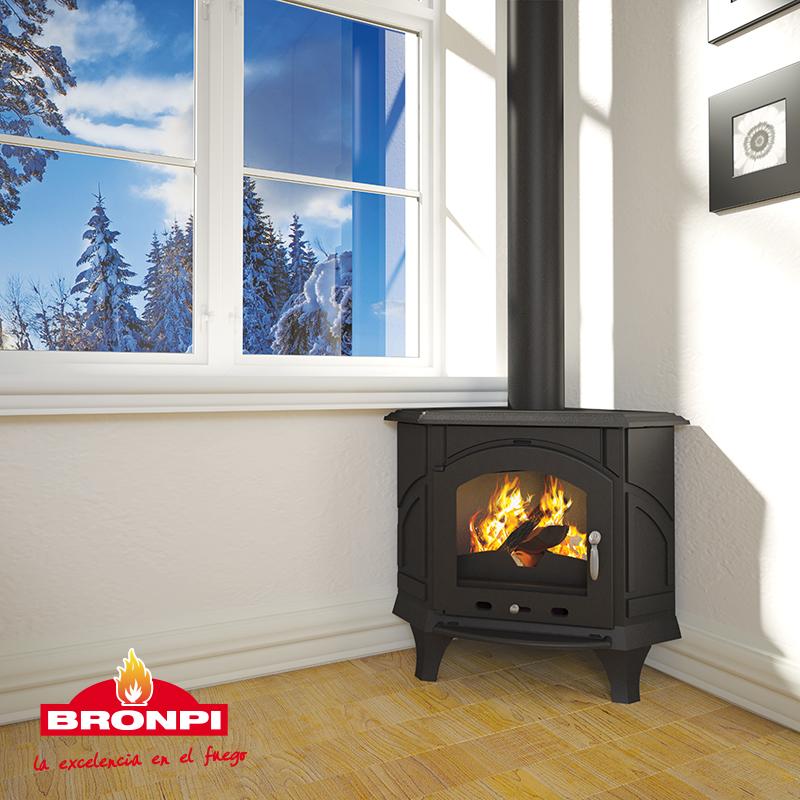 Stufa a legna d'angle en fonte - BRONPI Altea 12 kW