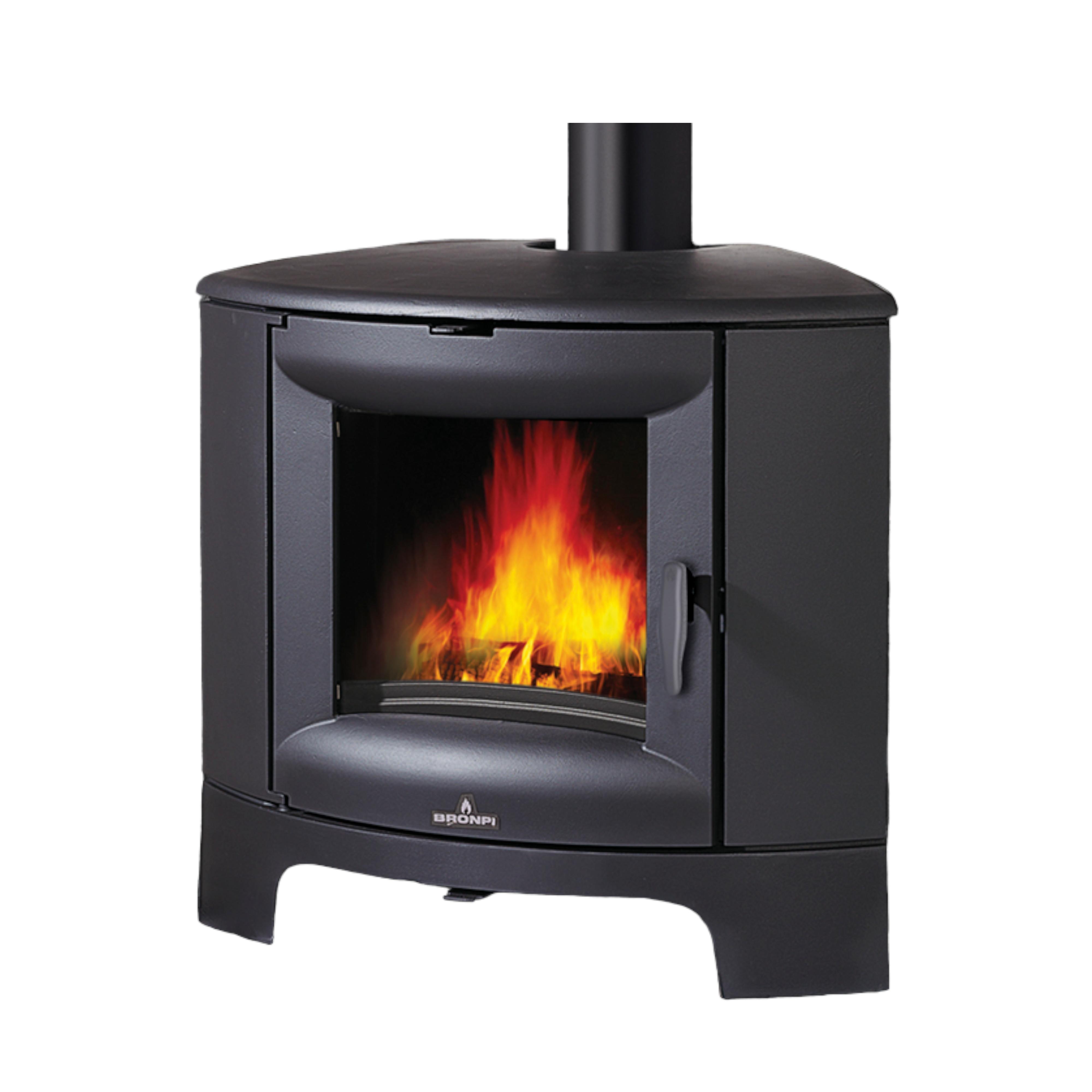 Stufa a legna d'angle en fonte - BRONPI Bremen 12 kW