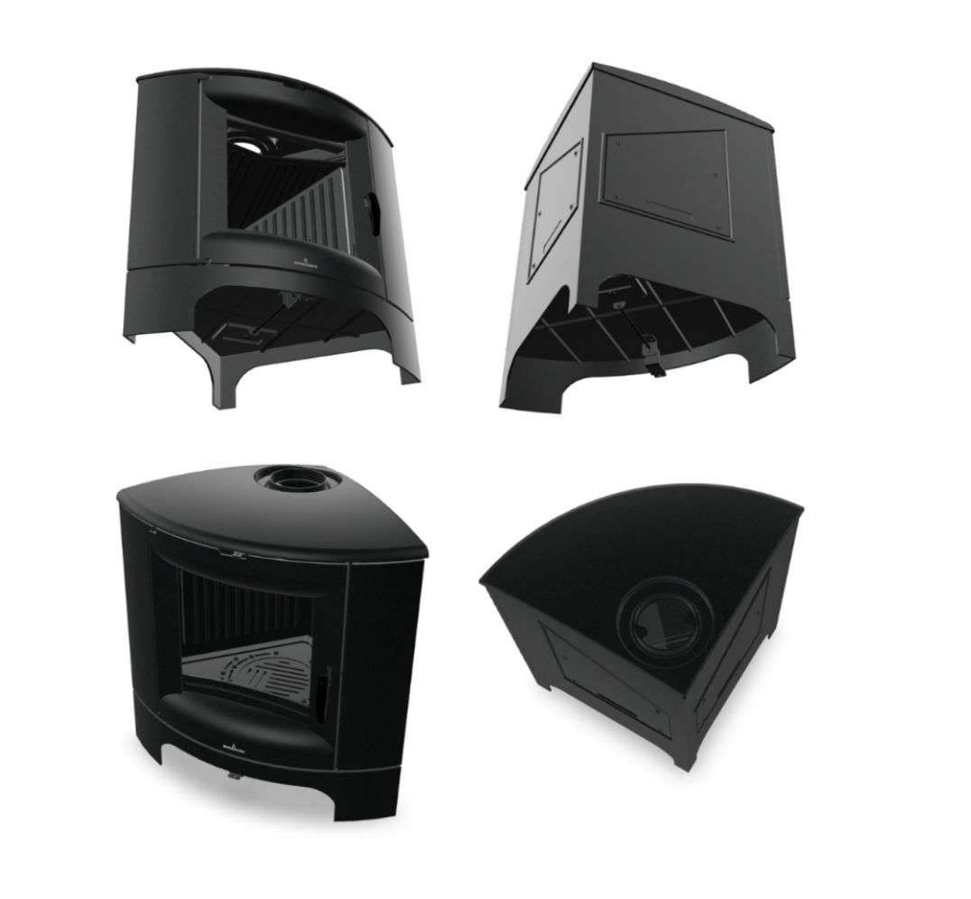 Stufa a legna d'angle en fonte - BRONPI Bremen 12 kW