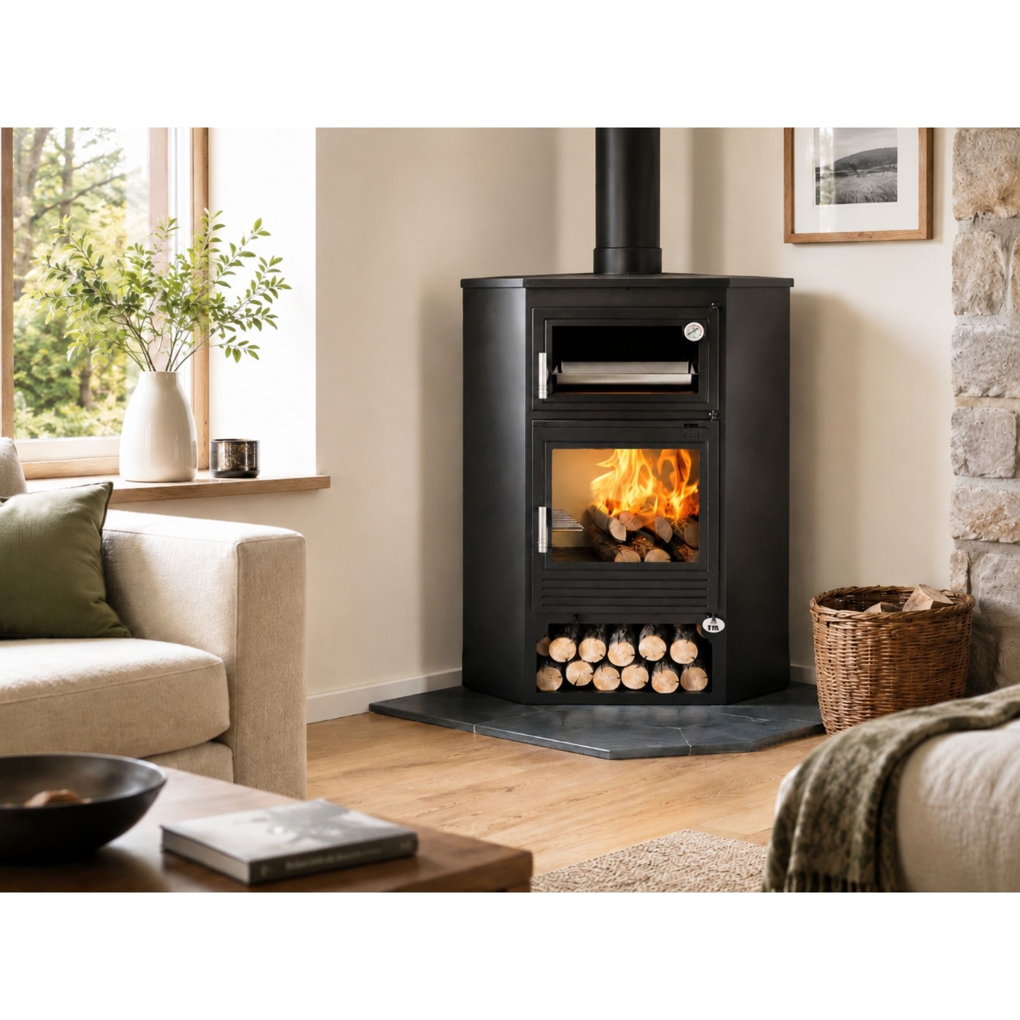Stufa a legna d'angle avec four - FIREMATIC Buffalo 11.3 kW
