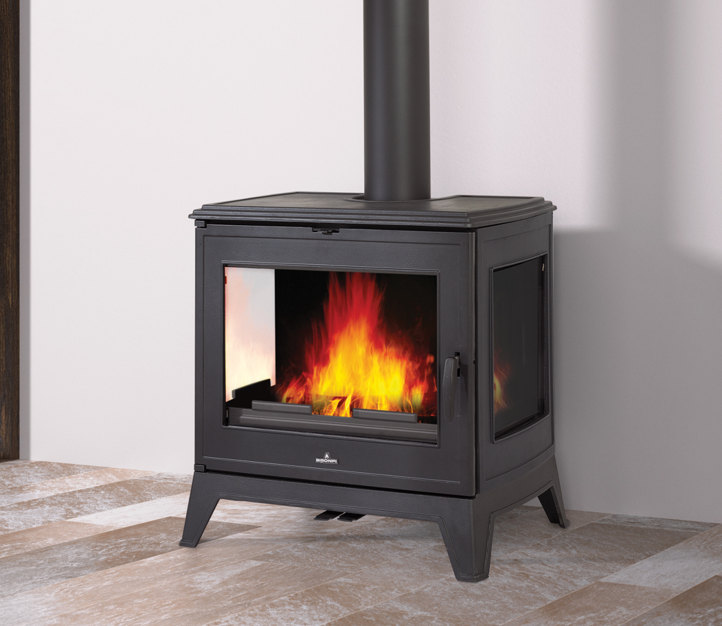 Stufa a legna en fonte 3 vitres - BRONPI Bury 14 kW