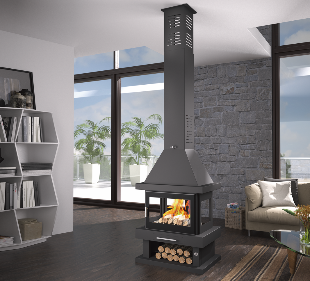 Stufa a legna cheminée 4 vitres - FIREMATIC Kingston 10.9 kW
