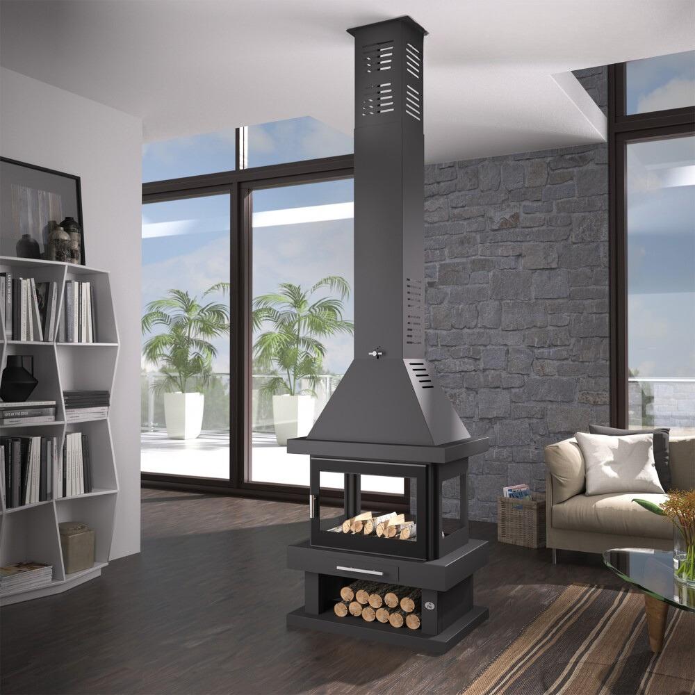 Stufa a legna cheminée 4 vitres - FIREMATIC Kingston 10.9 kW