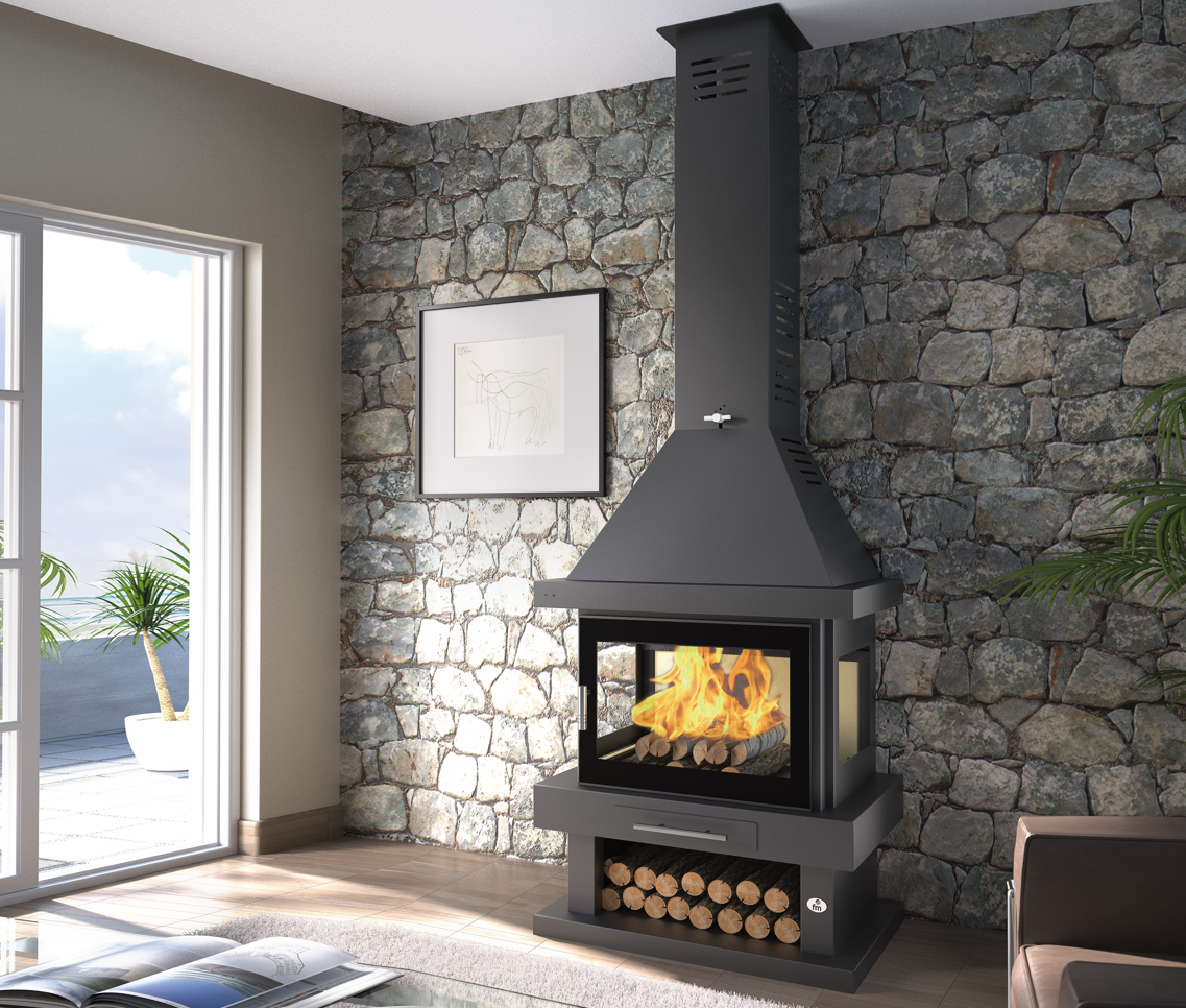 Stufa a legna cheminée 3 vitres - FIREMATIC Vegas 13.8 kW