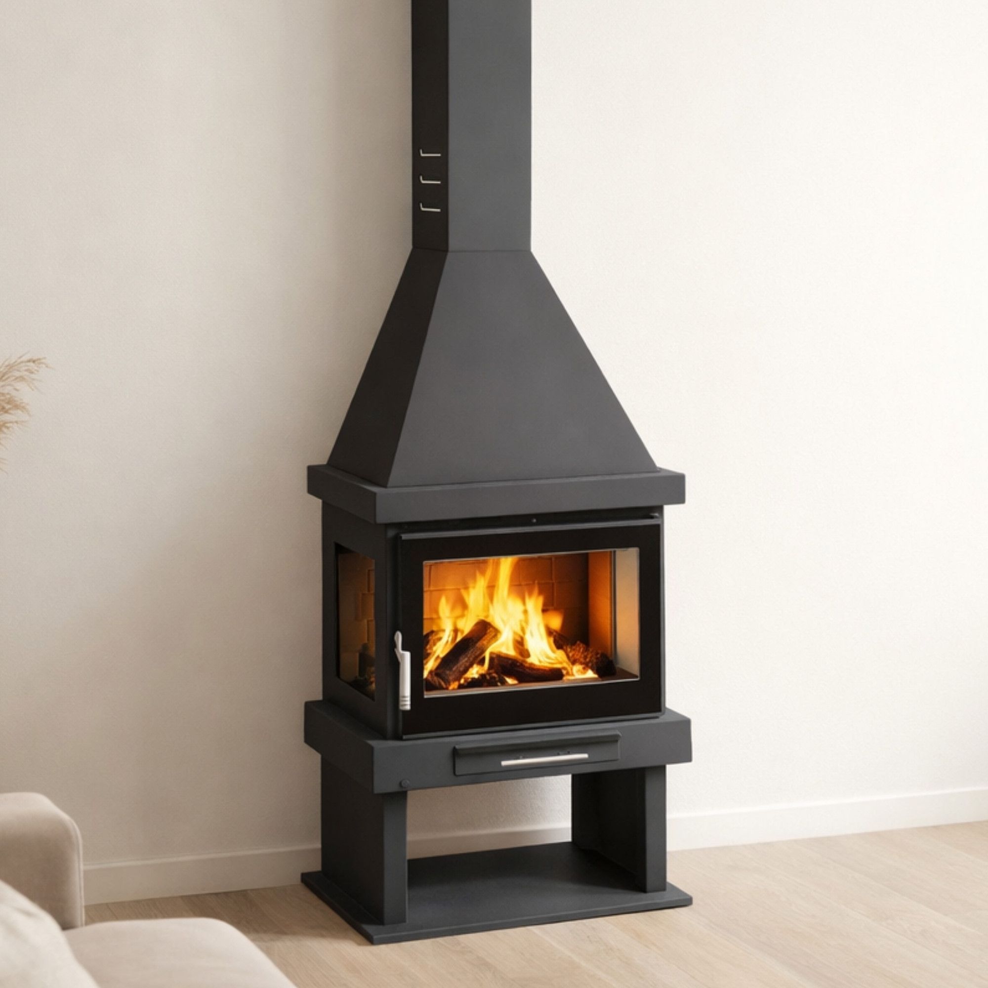 Stufa a legna ventilé cheminée 3 vitres - FIREMATIC Indiana 10.9 kW