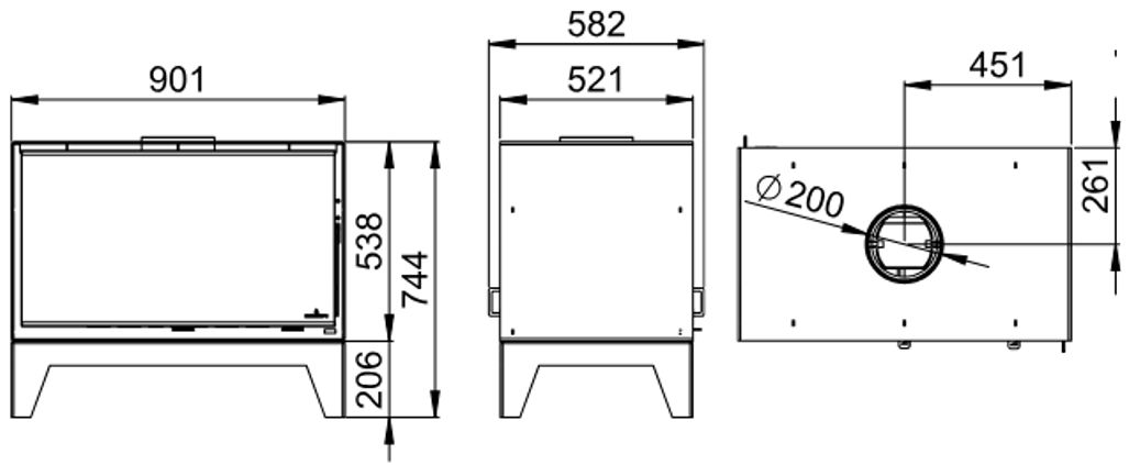 Stufa a legna 2 vitres avec range bûches - BRONPI Cairo 90-D Box 13 kW