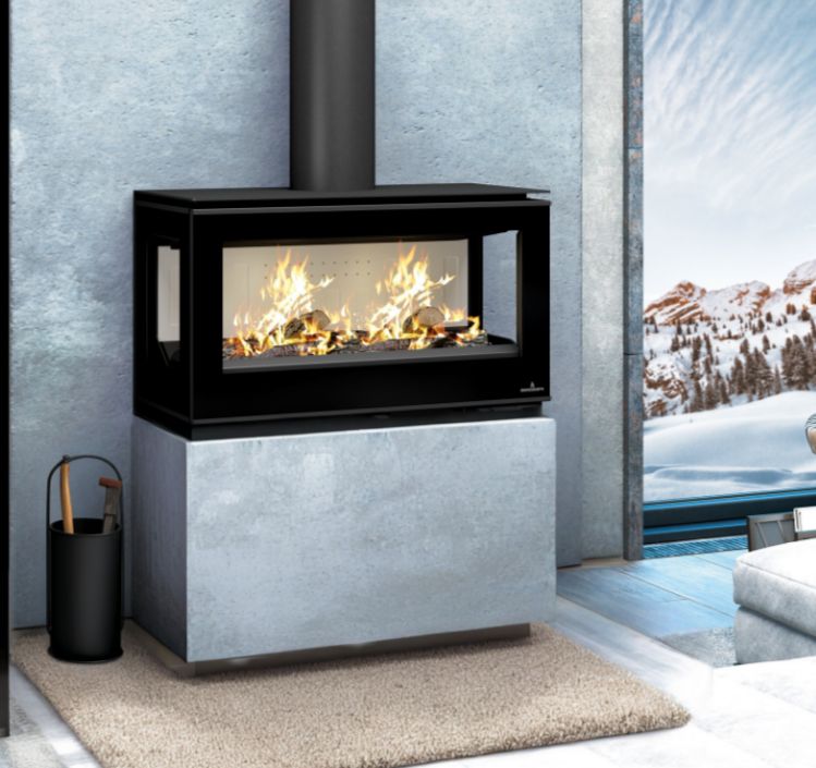 Stufa a legna moderne avec range bûches - BRONPI Cairo 903C Box 13 kW