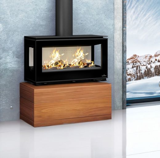 Stufa a legna moderne avec range bûches - BRONPI Cairo 1103C Box 13 kW