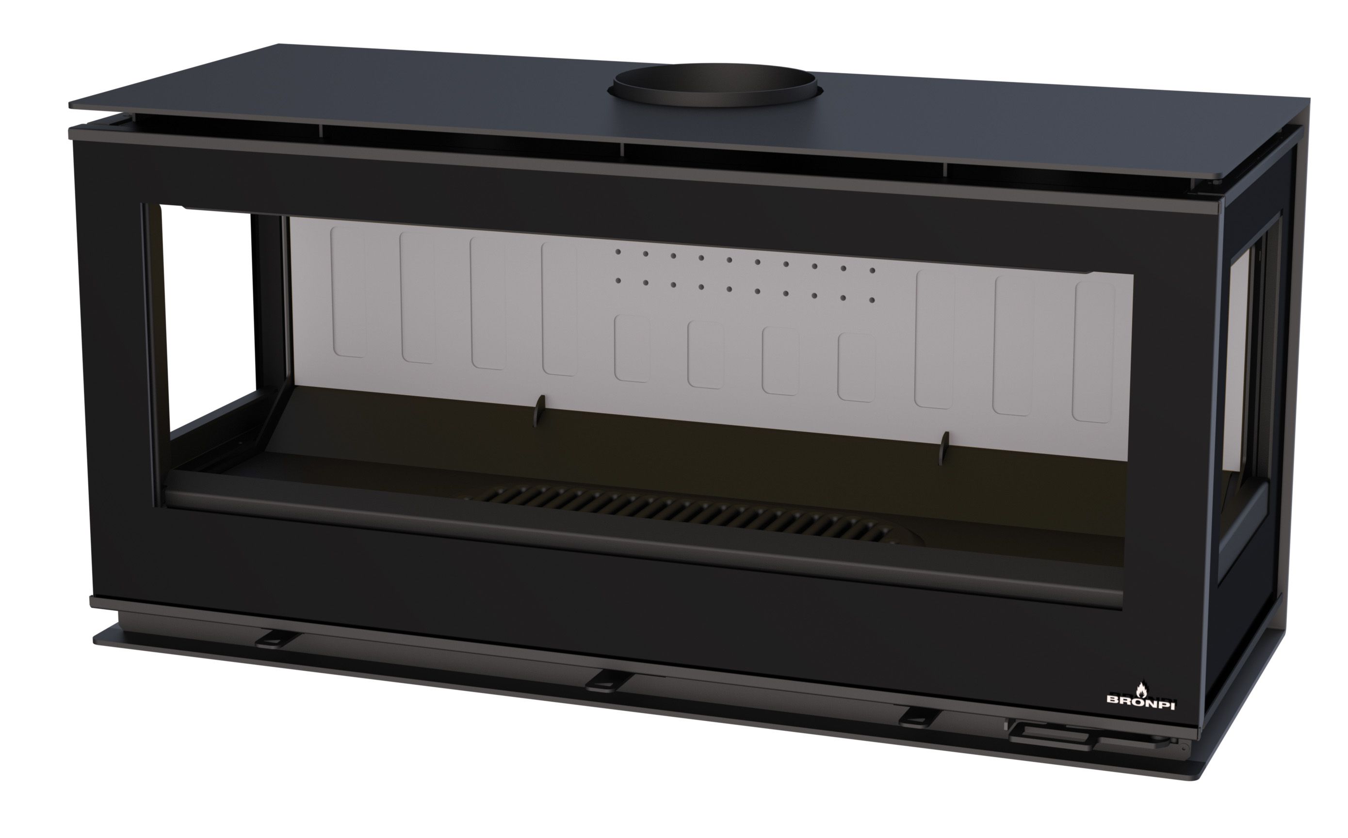 Stufa a legna moderne avec range bûches - BRONPI Cairo 1103C Box 13 kW