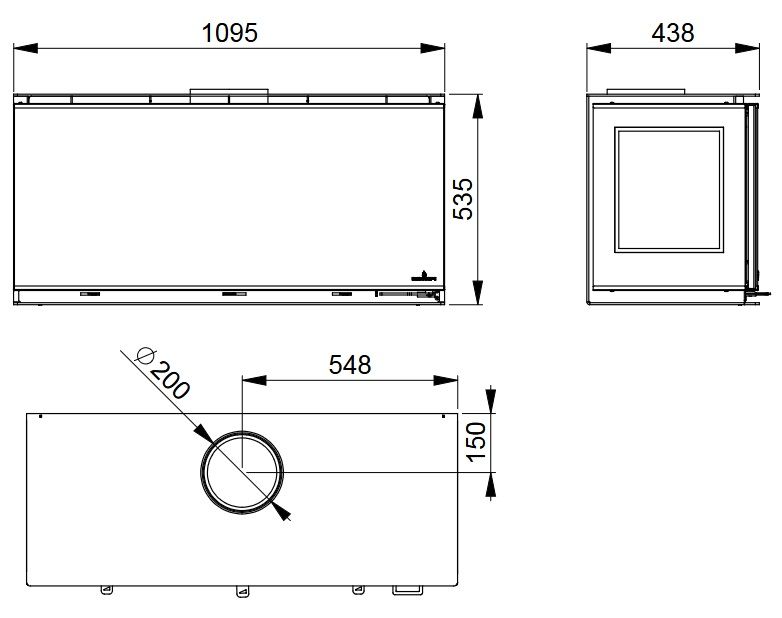 Stufa a legna moderne avec range bûches - BRONPI Cairo 1103C Box 13 kW