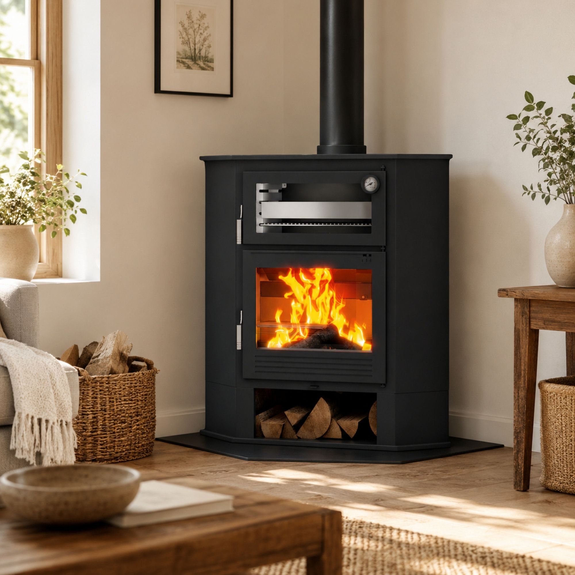 Stufa a legna d'angle avec four - FIREMATIC Akron 9.5 kW