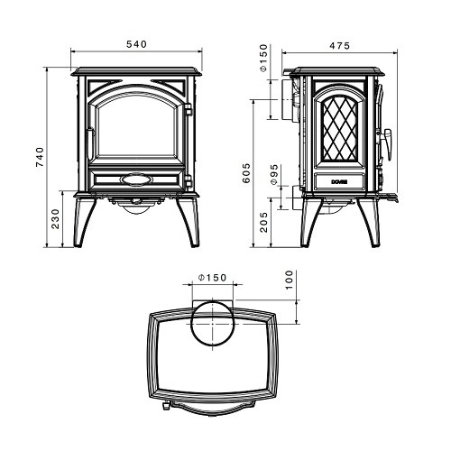 Stufa a legna Dovre 540 W 6,5 kW
