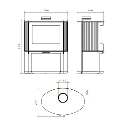 Stufa a legna Dovre Bow/WB 9 kW