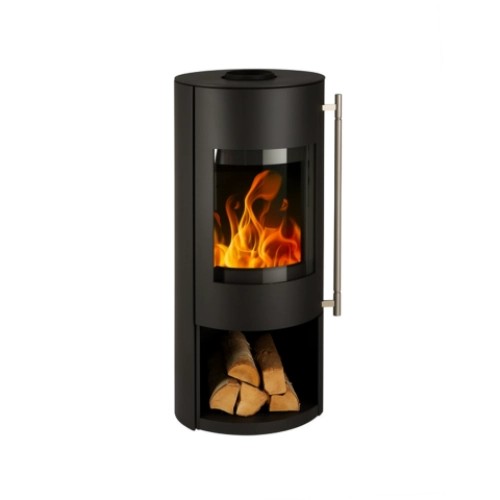 Stufa a legna Haas + Sohn GRASSE 5,8 kW avec un compartiment pour ranger le bois