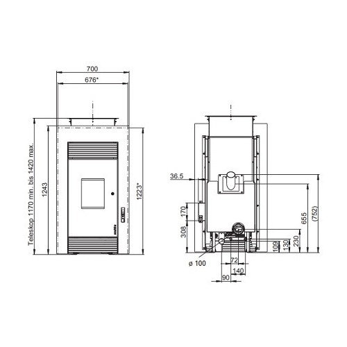Stufa a pellet Wodtke PE Nova Eau de dispositif intégré+ 8/10 kW hydro