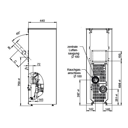 Stufa a pellet Wodtke family.nrg selection air+ 6/8 kW