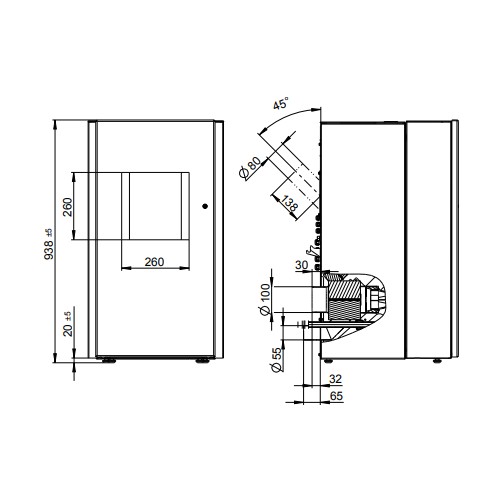 Stufa a pellet Wodtke Frank water+ 8/10 kW hydro