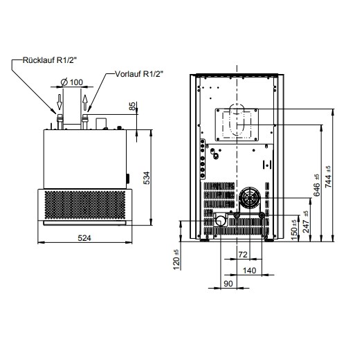 Stufa a pellet Wodtke Frank water+ 8/10 kW hydro