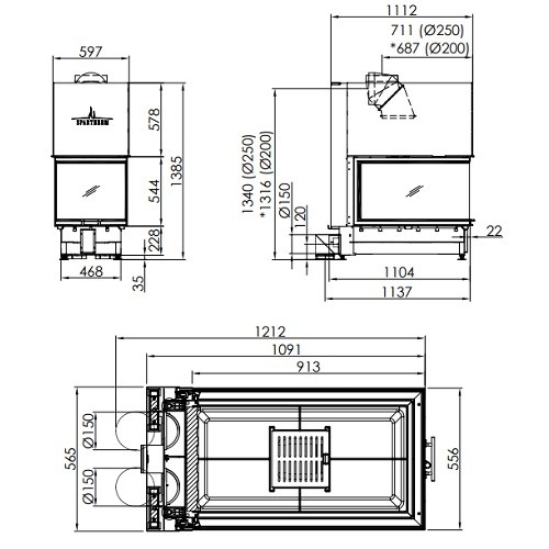 Inserto a legna Spartherm Arte U-90h 13 kW porte coulissante