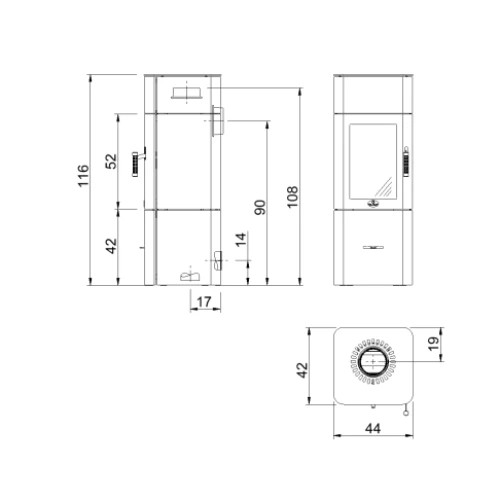 Stufa a pellet Max Blank Lyon S Steel 5 kW