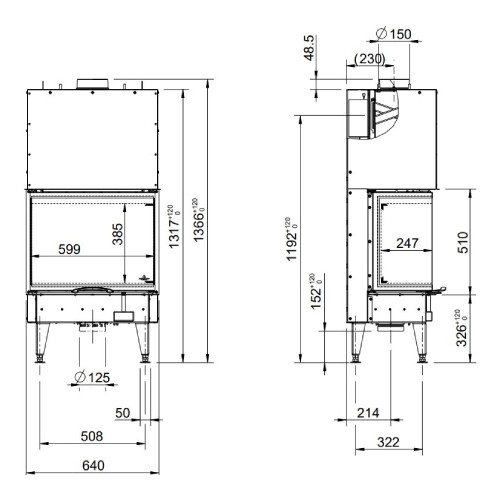 Inserto a legna Austroflamm 64x33x51 S3 2.0 | 10 kW, porte coulissante
