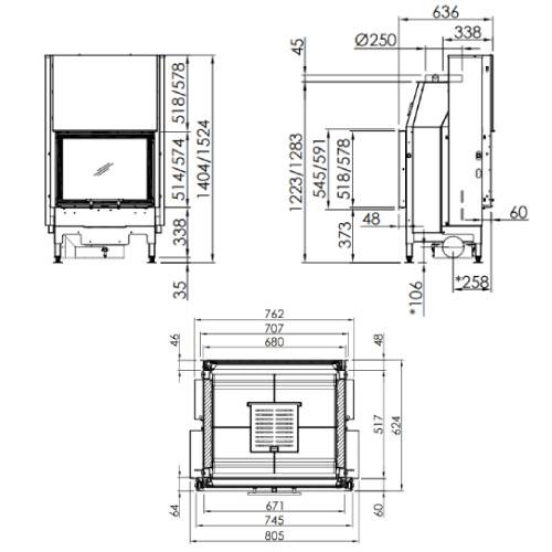 Inserto a legna Spartherm Varia FDh 11,6 kW porte coulissante, tunnel