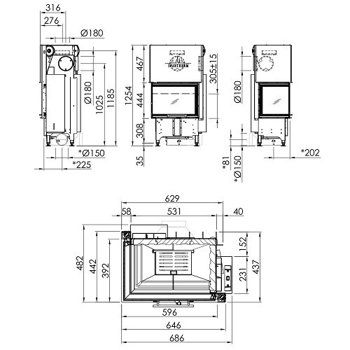 Inserto a legna Spartherm Varia 2L-62h 6,9 kW