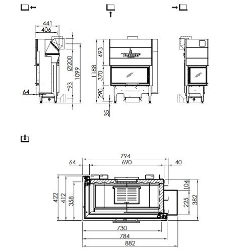 Inserto a legna Spartherm Varia AS-2Lh 7 kW porte coulissante