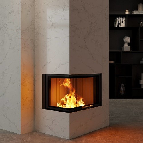 Inserto a legna Spartherm Varia 2L-80h 11 kW cheminée d'angle, porte coulissante