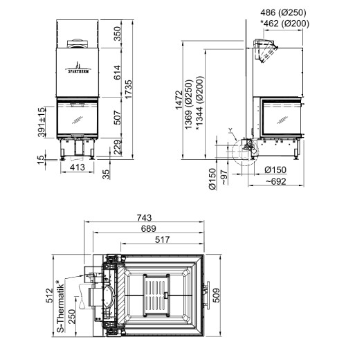 Inserto a legna Spartherm Arte U-50h 9,3 kW porte coulissante