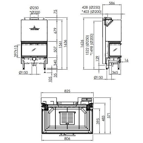 Inserto a legna Spartherm Arte 3RL-80h 11,4 kW porte coulissante