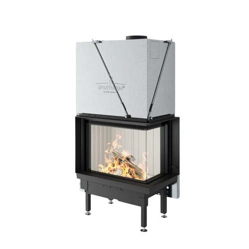 Inserto a legna Spartherm Premium V-2R-68h 9,6 kW cheminée d'angle, porte coulissante