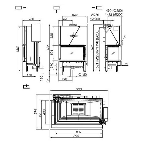Inserto a legna Spartherm Premium V-2L-80h 10,5 kW cheminée d'angle porte coulissante