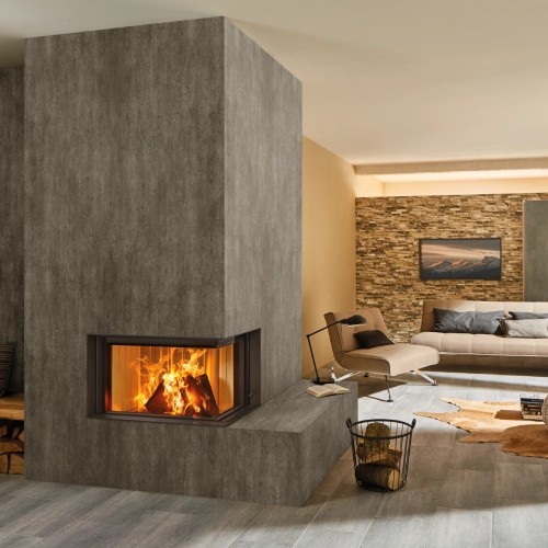 Inserto a legna Spartherm Premium V-2R-80h 10,5 kW cheminée d'angle, porte coulissante